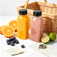 Bouteille en plastique PET carrée multi-spécifications, qualité alimentaire, pour jus, smoothie, thé glacé, emballage de boissons
