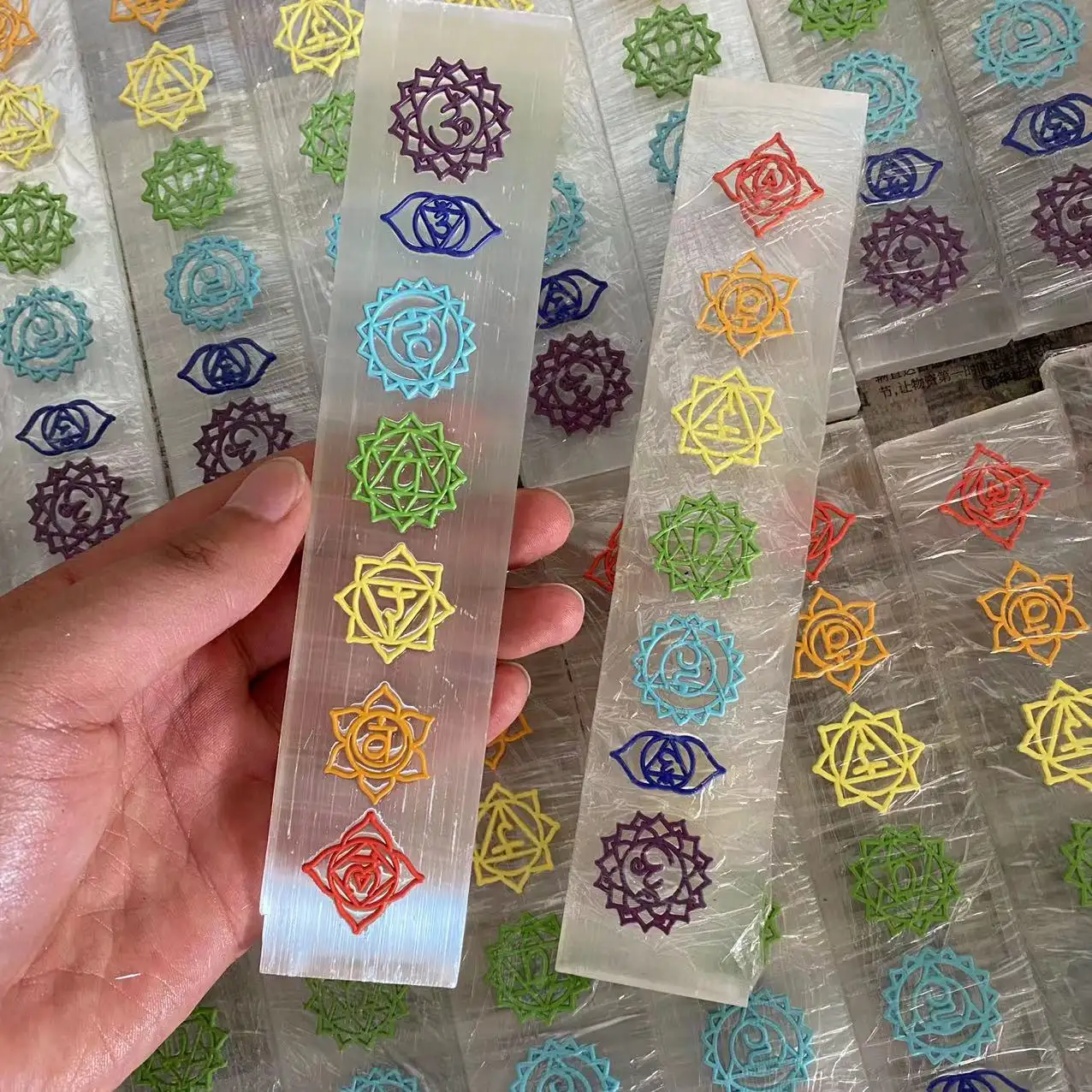 หิน Rune Selenite 7ไม้กายสิทธิ์คริสตัลบำบัดธรรมชาติ,สินค้าจากโรงงาน