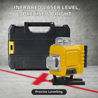 Niveau laser vert industriel 4D à 16 lignes, 360 degrés, longue autonomie, batterie au lithium, haute luminosité, auto-nivelant