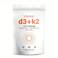 Vitamine D3 10000 UI Plus K2 (MK-7) 200 µg, 120 gélules d'huile de coco vierge |   Complexe de vitamines D et K 2 en 1