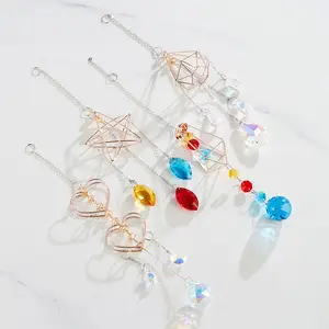 Crystals Hanging Ornament Color Dream Catchers Wind Chime Crystals Ornament Home Indoor Decor Car Decoration Wall Hanger