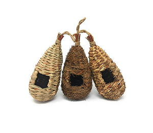 Set of 3 Hand Woven Teardrop Shaped <strong>Small</strong> Hanging <strong>Birdhouses</strong> - Product Image 1