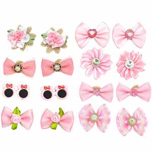 Venta caliente poliéster Navidad verano invierno lazo rosa flor horquilla banda de goma perro tocado mascota corbata en Stock - Product Image 4