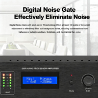 Processeur audio numérique DSP-100, amplificateur de puissance tout-en-un, stéréo classe AB, anti-feedback, mixeur pour salle de classe, salle de conférence, 2x150W