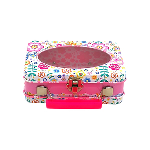 Caja de lata con cerradura y ventana; Caja de lata de embalaje de dulces con asa; Caja de lata rectangular personalizada - Product Image 1