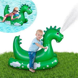 Jouet gonflable dinosaure pulvérisateur d'eau 120x60x85cm Vert, flotteur à chevaucher pour enfants, jeu extérieur - Product Image 1