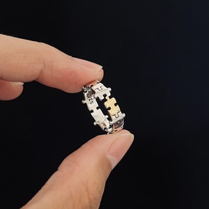 Bague en argent sterling S925 avec motif de puzzle, style cool, créative, haute beauté, ajustement parfait, personnalité de niche - Product Image 1