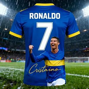 Ronaldo 7 AI Football Jersey Fan Edition Atasan Latihan Sepak Bola untuk Dewasa dan Anak-anak Pakaian Olahraga Kasual Nyaman Musim Panas - Product Image 4