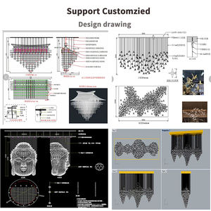 Lustres en cristal de couleur de villa de grand projet faits sur commande Drop Lights Red Rocks Cristal Lustre Quartz Pendant Light - Product Image 6