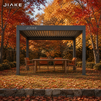 Pergola en aluminium Jiake 6063-T5 avec toit à lames motorisées pour jardin, patio, gazebo, pavillon, terrasse, idéale pour l'automne et les feuilles d'érable