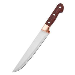 Ensemble de couteaux de boucher en acier inoxydable avec manche recouvert d'un revêtement imitation bois, logo personnalisé OEM, lame en acier inoxydable tranchante - Product Image 1