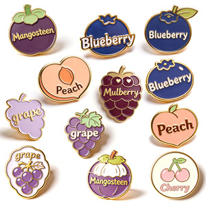Fruit Theme Metal Pin Set Gold Plated Hard Enamel Zinc Alloy Collectible Art Irregular Shape Pins - Product Image 1