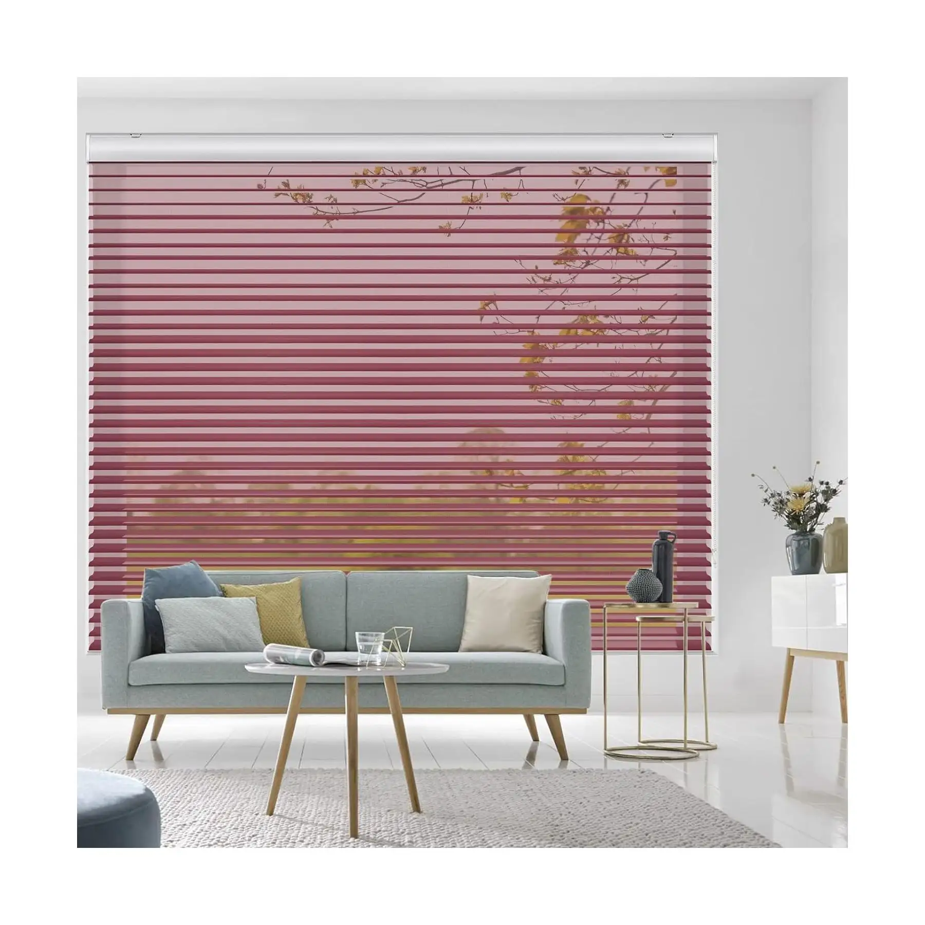 Custom Size Smart Zebra Blinds Motorized Wireless Elegant Sheer Shades Shangri-la Blinds for Home Decoration