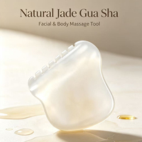 Masseur en jade blanc naturel pour la tête et le visage, outil de soin de la peau Gua Sha avec dents pour le lifting, anti-âge, beauté, SPA