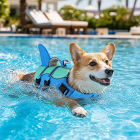 Gilet de sauvetage pour animaux de compagnie Shark Fin, bleu rose, sangles à boucle réglables, pour la natation