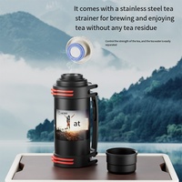 Grand flacon isotherme de 2 litres en acier inoxydable de 2500ml avec poignée et couvercle pour l'extérieur.