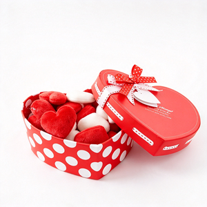 Caja de Regalo en Forma de Corazón Personalizada de Cartón con Diseño de Puntos y Lazo para Boutique - Product Image 1