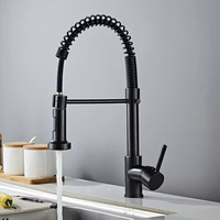 Robinet de cuisine à ressort en acier inoxydable de style classique à 2 modes mitigeur monté sur le pont robinets de cuisine à eau chaude et froide