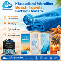 Serviette de plage Cloudland certifiée OEKO-TEX, audituée BSCI, moderne, luxueuse, sans sable, séchage rapide, super absorbante, haute densité, fibres ultra fines