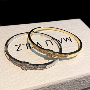 Fashion T-Shaped Cubic Zirconia 18K Gold Plated <b>Bracelet</b> Full Diamond Women's Jewelry Party Geometric Design - Product Image 2
