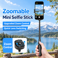 Mini trépied pliable pour selfie stick avec contrôle du zoom, rotation à 720°, télécommande détachable pour les voyages et le vlogging