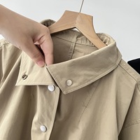 Manteau court trench à col montant pour femme, veste cargo décontractée à revers ample pour l'automne 077-67b-95a-3589