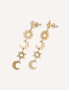 Pendientes YXQ E152 de Acero Inoxidable Dorado con Diseño Sofisticado de Sol y Luna Creciente - Product Image 2