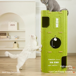 Factory-supplied Multi-tier Tree-hole Cat Bed All-season Breathable Felt Sisal Integrated Scratching Post 34cm Cat Tree