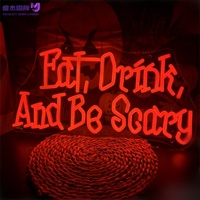 Insegna al Neon LED con Slogan "Eat, Drink, Scary" per Halloween, Luce da Parete USB per Camera da Letto, Soggiorno e Decorazione per Feste di Halloween