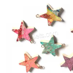 gold color plated Unisex Star shape charm Pendants with Brass different styles for choice & 1/1 loop 25.5x4.9x21.8mm 1615936