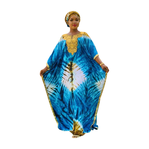 Women's Elegant Rayon <b>Kaftan</b> Casual Sexy Lace Chiffon Asymmetrical Loose Fit Floor-Length Long Sleeves Tie-Dye Eco-Friendly" - Product Image 2