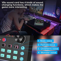 Kit de microphone à condensateur V8S BM800 avec carte son, mixeur audio USB, support de bureau pour PC mobile, streaming en direct, enregistrement de podcast