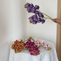 Fleurs artificielles pour mariage, 6 têtes de Cymbidium Phalaenopsis, silicone, toucher réel, tige florale artificielle pour arrangements floraux, décoration