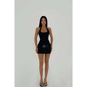 Robe de soirée Joa Mini noire avec détail ceinture - Product Image 2