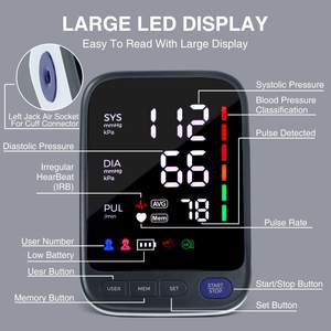 Para OMS Hipertensão Padrões Máquina de Pressão Arterial do Braço Clinicamente Validada com Fonte de Eletricidade e Cuff Incluído - Product Image 5