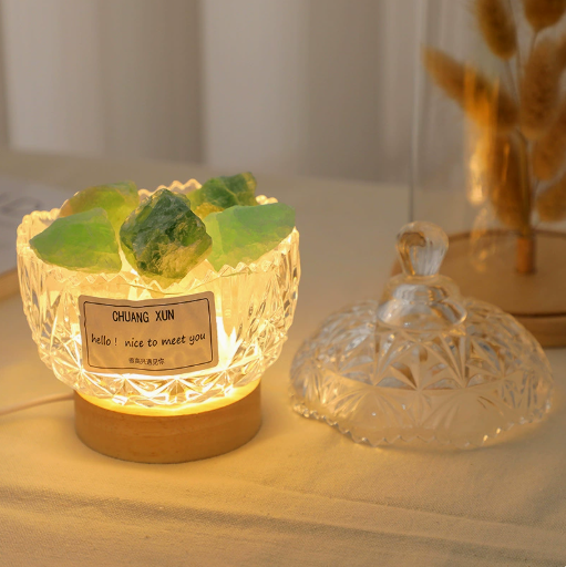 Coupe Couronne + Cristal Blanc-Vert + Base Lumineuse