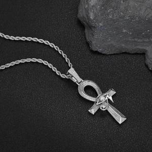 Colgante Hip Hop Cruz Ankh Egipcia Ojo de Horus, con Moissanita, Plata 925, Engaste de Puntas, Chapado Personalizado, Estilo Bling Iced Out para Conciertos - Product Image 3