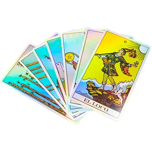 Custom Made Laser Witch Sabedoria cartão tarot design impressão azul clássica lua papel tarot cartões