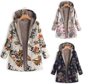 Fabbrica Diretta Inverno Caldo di Vendita delle Nuove Donne Europee e Americane Stampato Con Cappuccio A Maniche Lunghe Giacca Retro Commercio All'ingrosso - Product Image 4