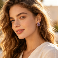 Boucles d'oreilles clous pour femme en argent sterling plaqué or 18 carats avec pierre précieuse brute irrégulière, bijou cadeau en cristal de guérison