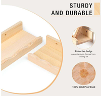 Rak Dinding Kayu Bergaya Scallop Set 2 Rak Buku Mengambang untuk Dekorasi Kamar Anak, Rak Pajangan Gambar Mengambang