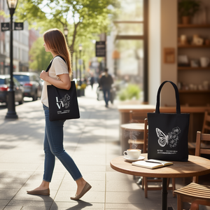 Borsa in tessuto stampato nero BOLSOS 32x37cm, tote alla moda con motivo decorativo per uso quotidiano - Product Image 2