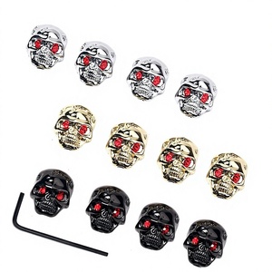 4 Skull Head Metal Electric Guitar/Bass <strong>Volume</strong> <strong>Knob</strong> Potentiometer Cap with Wrench - Product Image 1