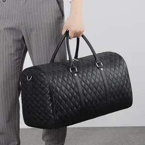 Large Capacity PU Leather Men Travel Duffel Gym Sport Bag Weekender Overnight Luggage Storage Bag