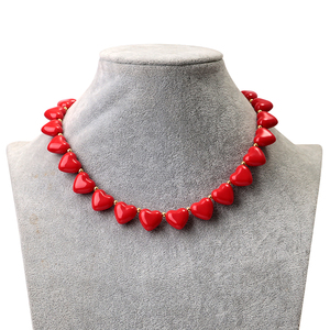 Collana alla Moda 2026 per <span class=keywords><strong>San</strong></span> <span class=keywords><strong>Valentino</strong></span>, Grazioso Girocollo con Perline a Cuore Colorate in Acrilico per Donne e Ragazze - Product Image 2