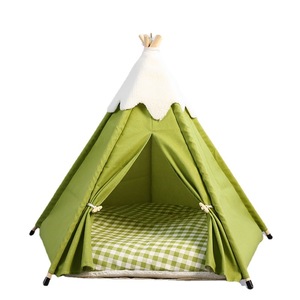 Semi-fermé Petits Chiens Chat Nid Pet Sleeping House Lit Avec Tapis Maison <span class=keywords><strong>De</strong></span> Chat En Bois - Product Image 5