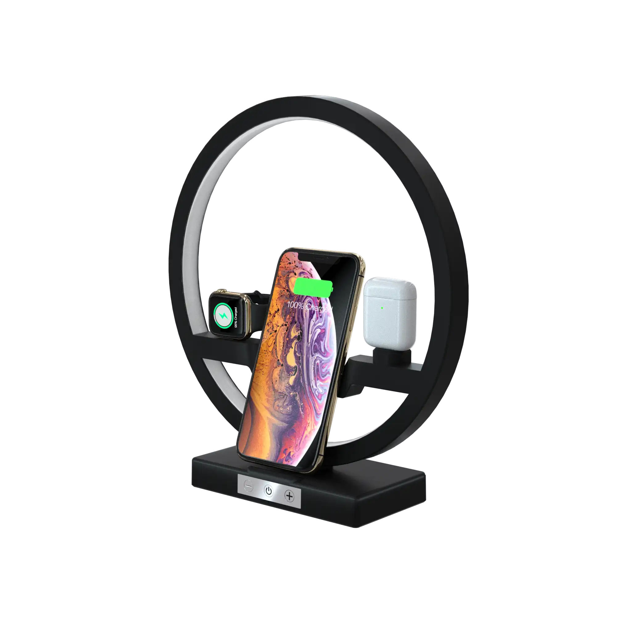 2020 Nieuwe Qi Universele Draadloze Oplader Dock Met Bureau Led Lamp Snelle Draadloze Oplader Voor Apple Horloge Smart Telefoon Oordopjes