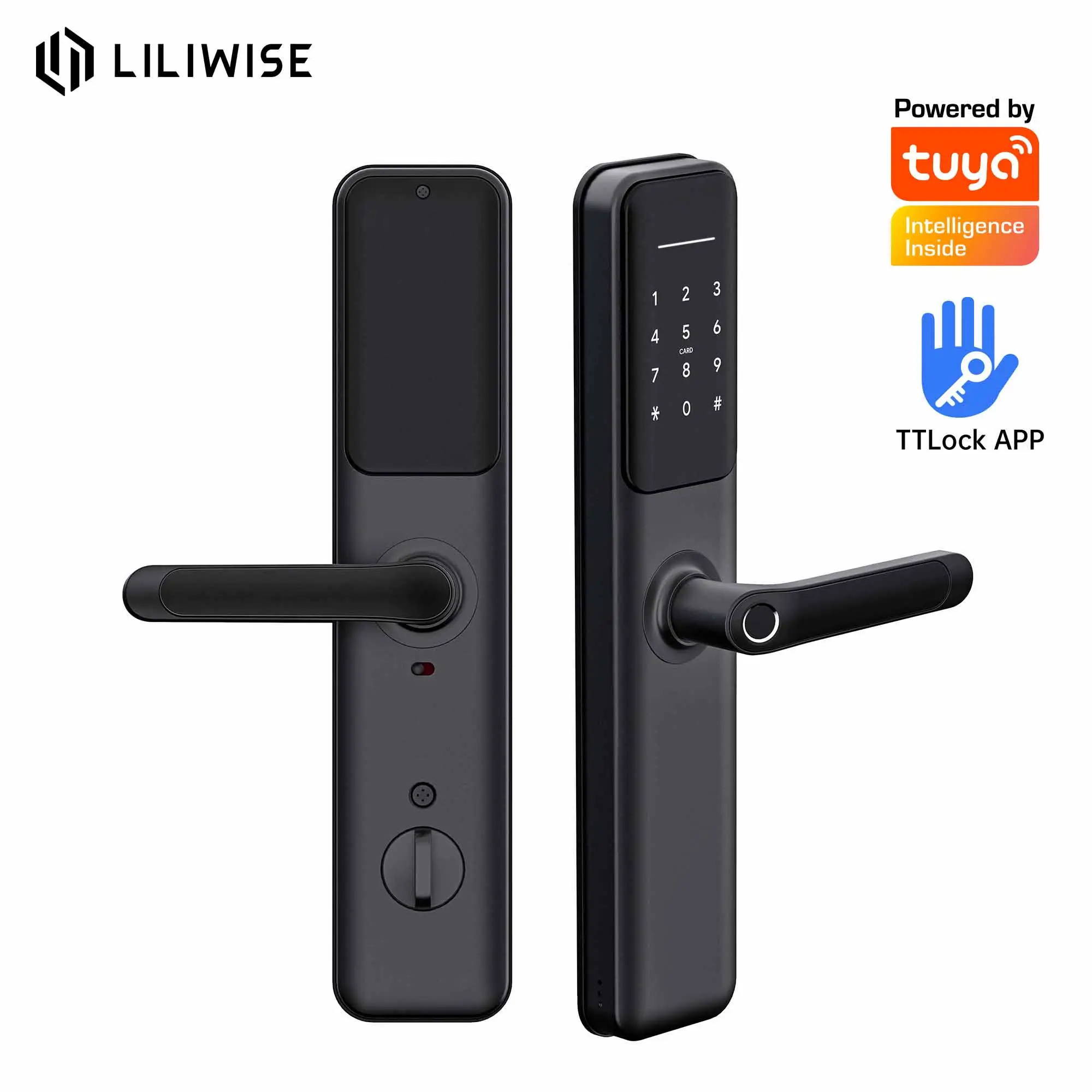 Liliwise nouvelle poignée de porte d'empreintes digitales ttlock App Tuya WiFi serrure de porte numérique électrique intelligente serrures de porte d'empreintes digitales étanches