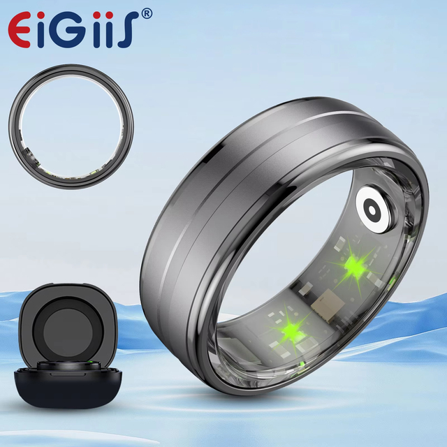 EIGIIS R06 Heart Rate & Blood Oxygen Monitor IP68 & 5ATM Waterproof Multi-Sport Modes Smart Ring for Men Women