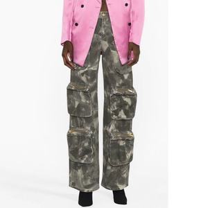 ออกแบบเอง แฟชั่นใหม่ เสื้อผ้าผู้หญิงสั่งทำ กางเกงคาร์โก้ลายพรางสำหรับผู้หญิง ผ้าหนา 14 ออนซ์ - Product Image 4